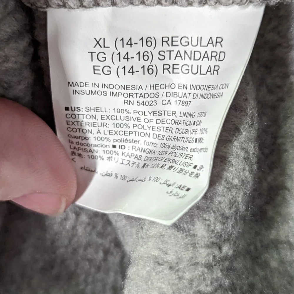 Old Navy Grey Hooded Pullover Fleece Boys Size XL